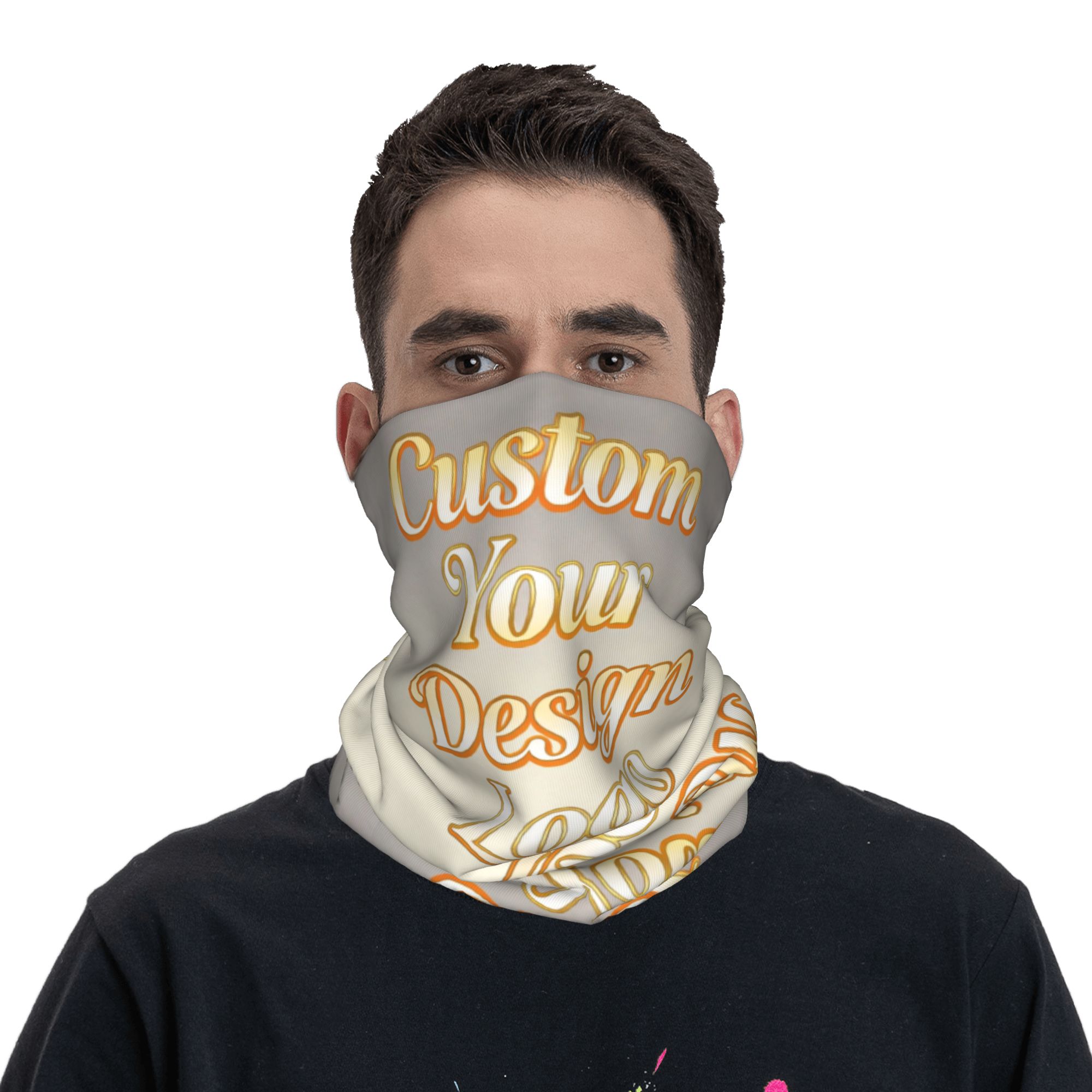 Initial Ring Custom - Personalisierter Foto-Namens-Bandana-Halswärmer für Ski und Laufen,