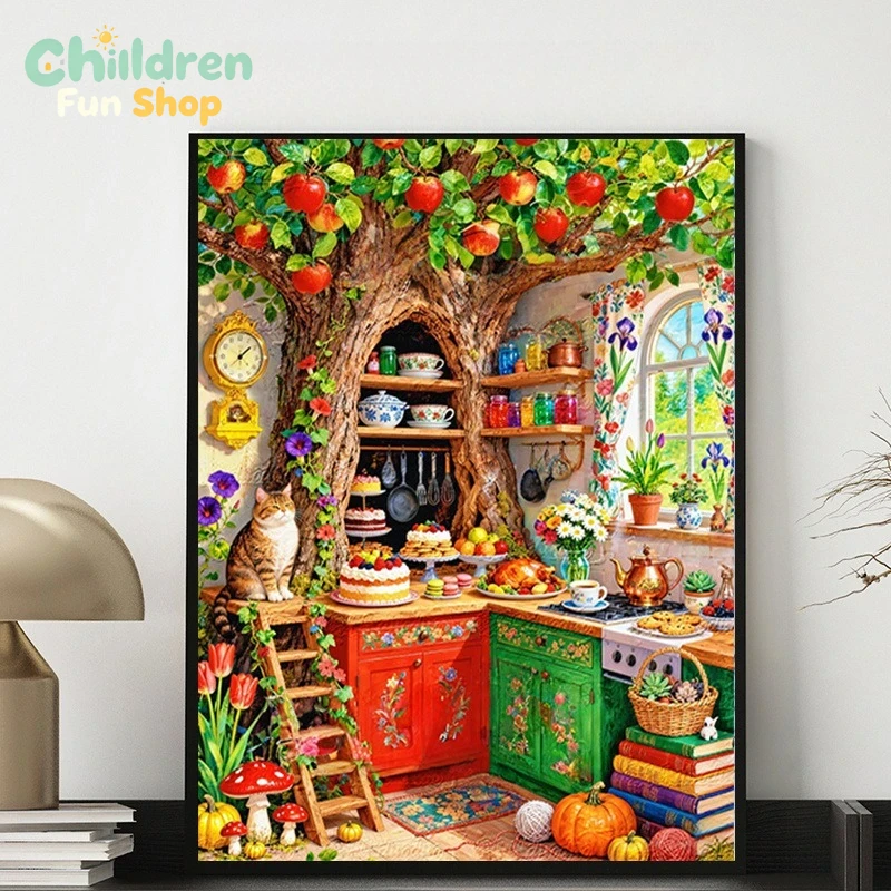 Verspielte, baumhöhlige Küche  – Photo Mosaic Print Bewertung und Preis